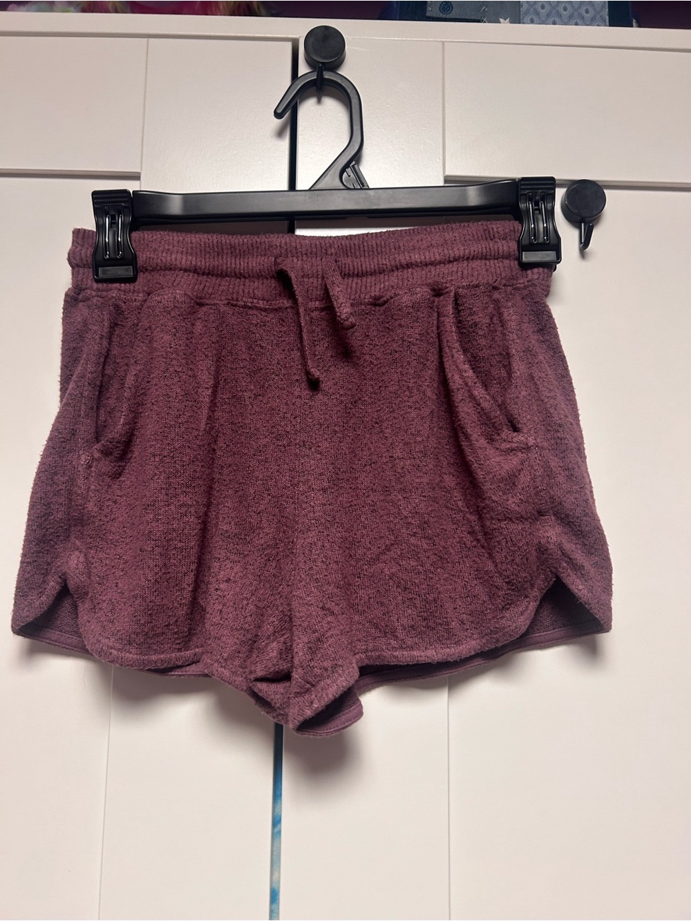 Kids Plush Drawstring Shorts in Mauve